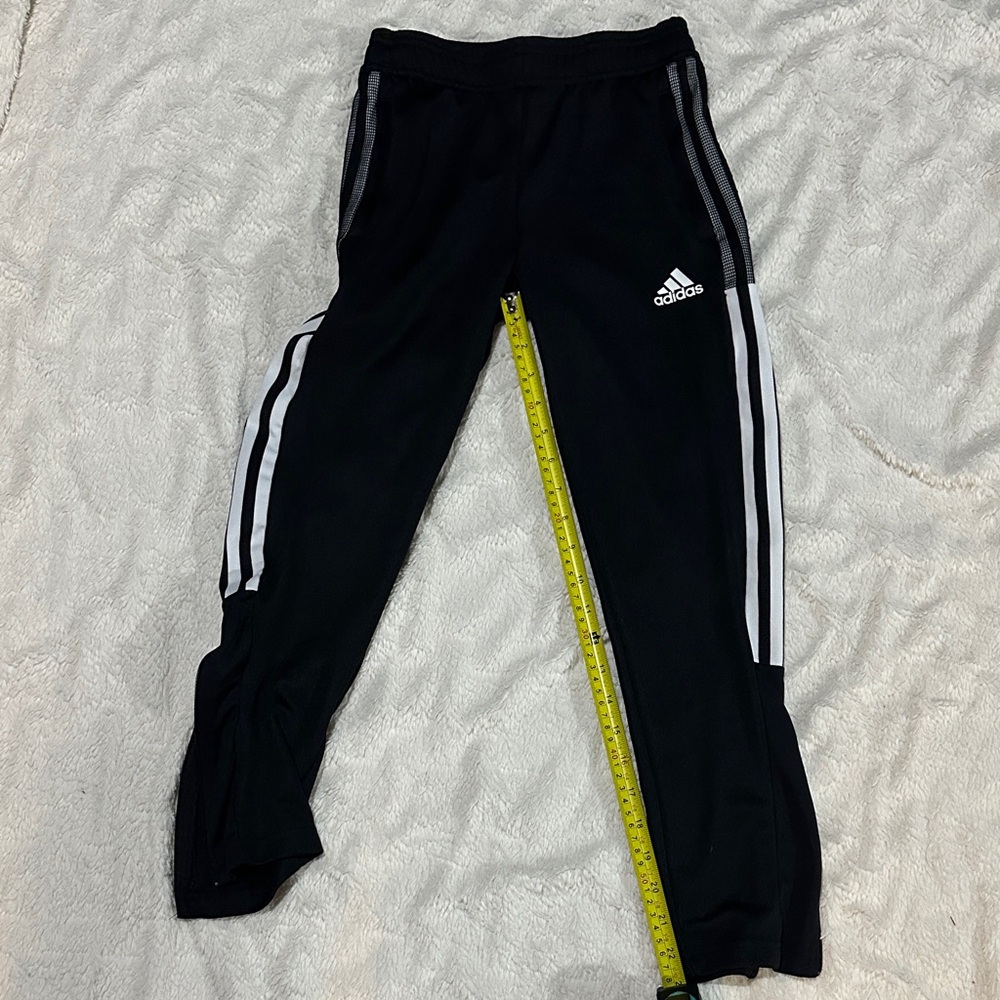 Adidas Kids Black Joggers with White Stripes